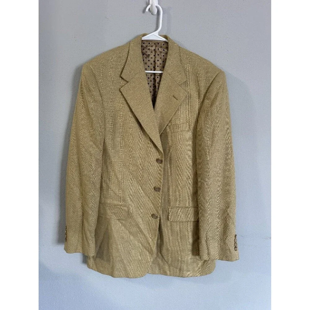 Vintage 90s Carroll & Co Beverly Hills Silk Wool Blazer 41L Made USA Old Money